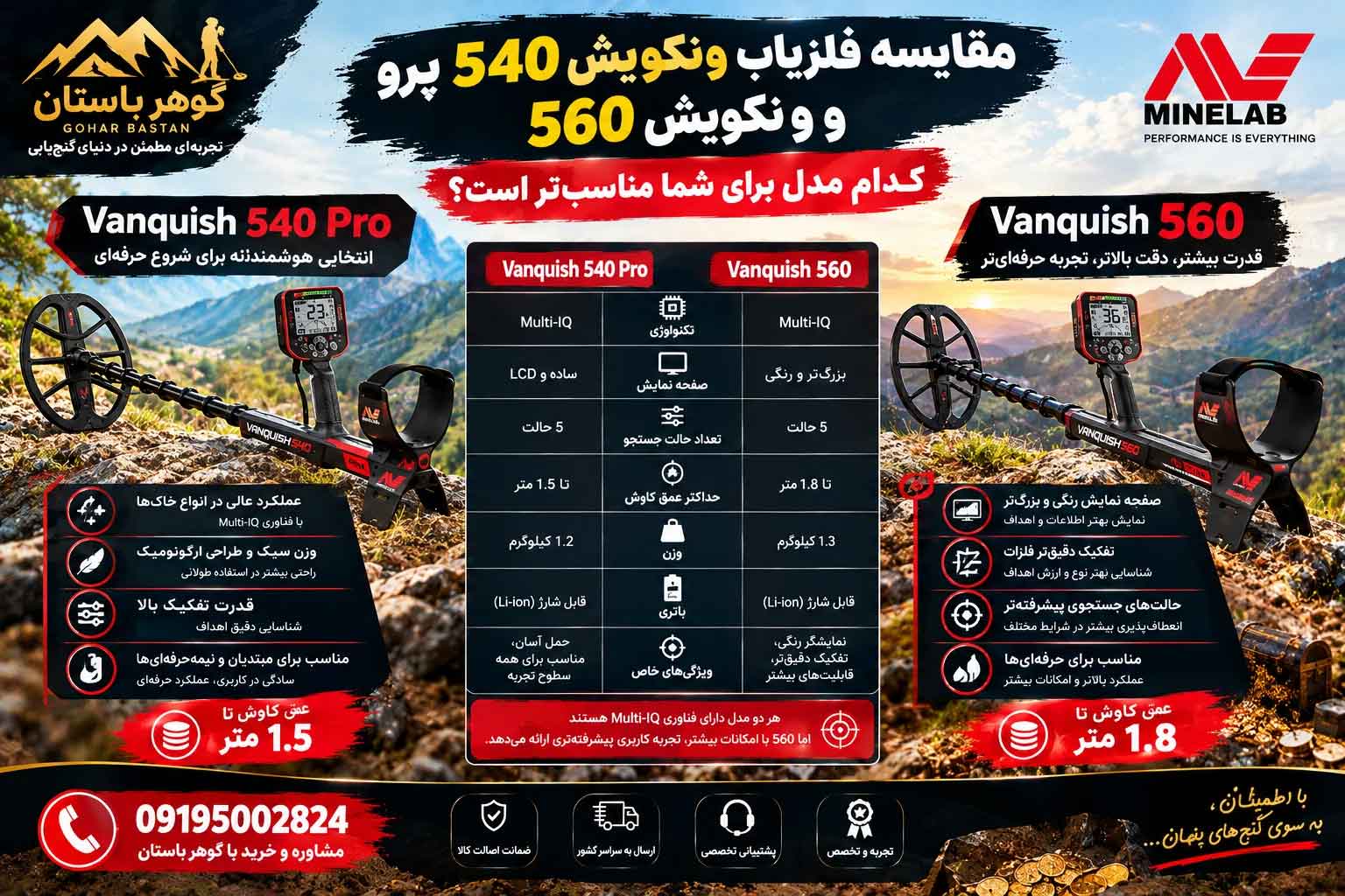 مقایسه فلزیاب ونکویش 540 پرو و ونکویش 560؛ کدام مدل برای شما مناسب‌تر است؟