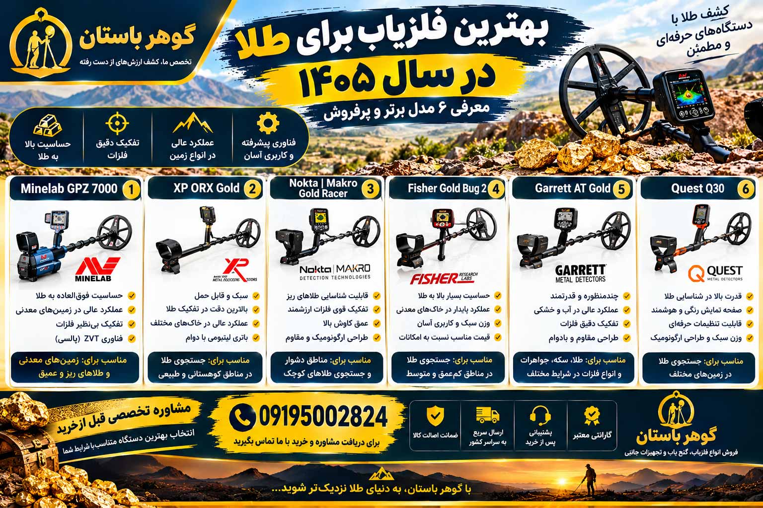 بهترین فلزیاب برای طلا در سال ۱۴۰۵؛ معرفی ۶ مدل